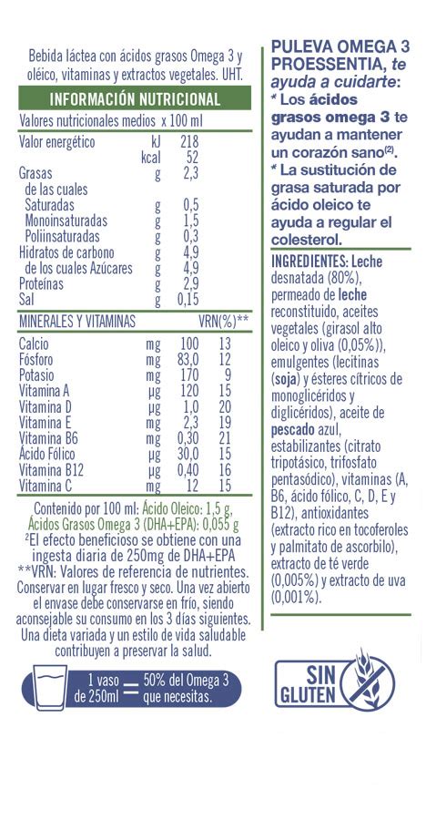 calidad de la leche puleva con omega 3 y nueves